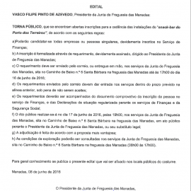 EDITAL JUNTA DE FREGUESIA DAS MANADAS