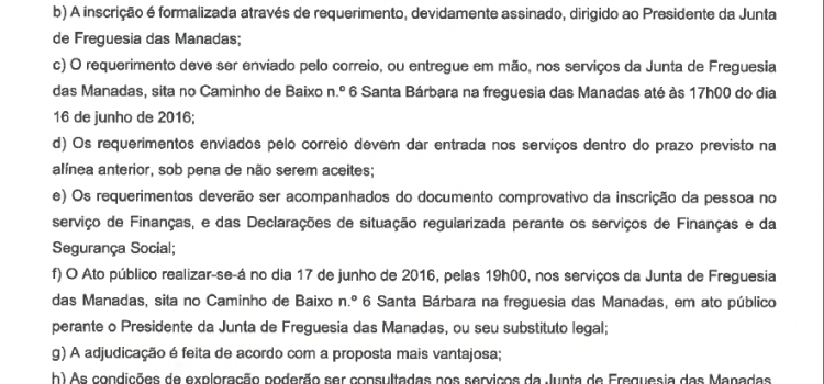 EDITAL JUNTA DE FREGUESIA DAS MANADAS EDITAL JUNTA DE FREGUESIA DAS MANADAS