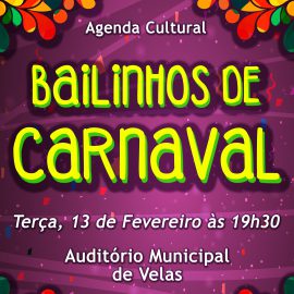BAILINHOS DE CARNAVAL NO AUDITÓRIO MUNICIPAL DE VELAS