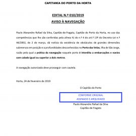 AVISO À NAVEGAÇÃO – AUTORIDADE MARÍTIMA NACIONAL