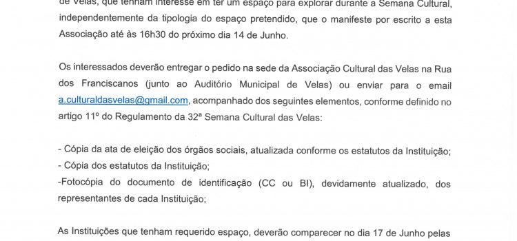 32ª SEMANA CULTURAL DAS VELAS