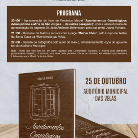 APRESENTAÇÃO DO LIVRO “APONTAMENTOS GENEALÓGICOS” E MOMENTO TEATRAL “MULHER ILHÉU”