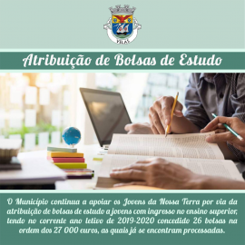 MUNICÍPIO CONCEDE 26 BOLSAS DE ESTUDO A JOVENS DO CONCELHO COM INGRESSO NO ENSINO SUPERIOR