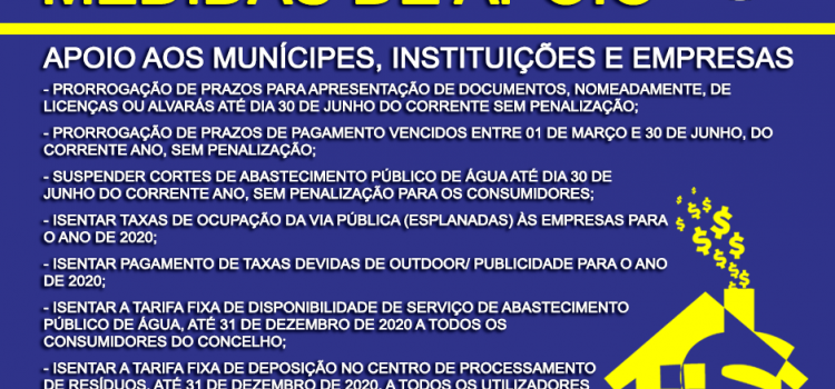 MEDIDAS DE APOIO AOS MUNÍCIPES, INSTITUIÇÕES E EMPRESAS NO ÂMBITO DA COVID-19