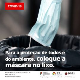MÁSCARAS DESCARTÁVEIS DEVEM IR PARA O INDIFERENCIADO. NUNCA PARA O CHÃO