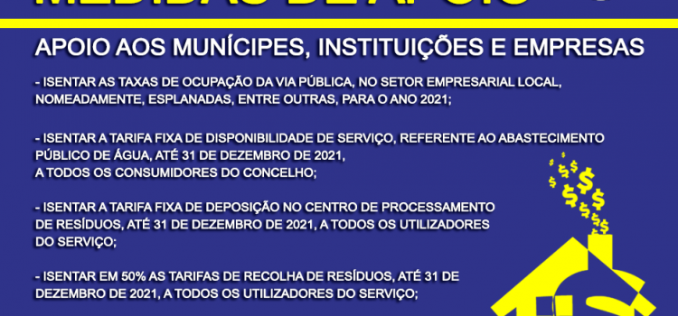MEDIDAS DE APOIO AOS MUNÍCIPES, INSTITUIÇÕES E EMPRESAS NO ÂMBITO DA COVID-19