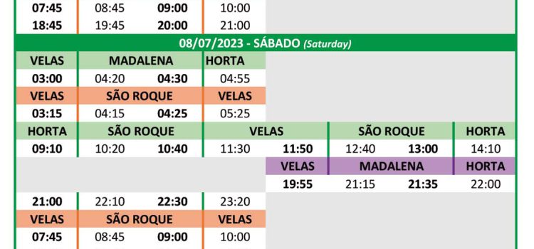 HORÁRIOS DA ATLÂNTICOLINE NO ÂMBITO DA SEMANA CULTURAL DAS VELAS