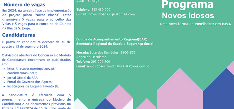 ABERTAS CANDIDATURAS AO PROGRAMA NOVOS IDOSOS