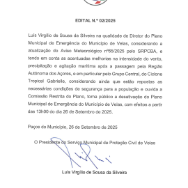 DESATIVAÇÃO DO PLANO MUNICIPAL DE EMERGÊNCIA DA PROTEÇÃO CIVIL DE VELAS