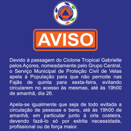 AVISO À POPULAÇÃO – CICLONE TROPICAL GABRIELLE